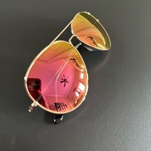 Shady Rays pink lenses and gold framed aviator sunglasses